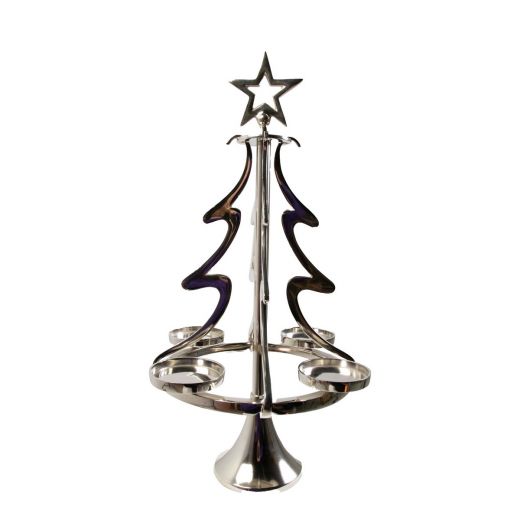 Kaarsen Standaard kerstboom zilver h55 d27cm