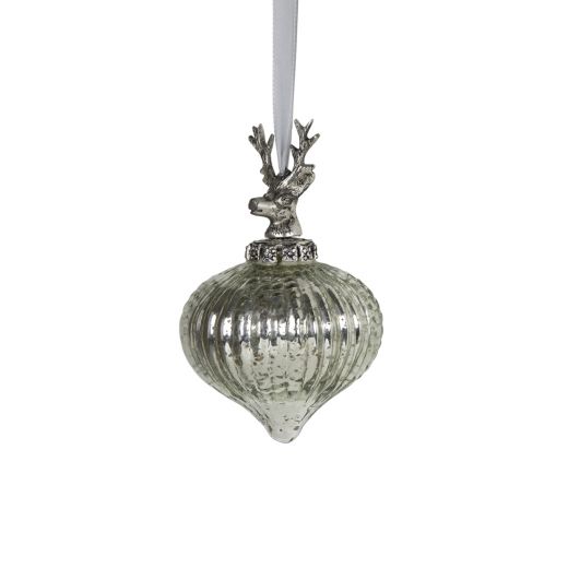 boule de décoration bois argent 10cm