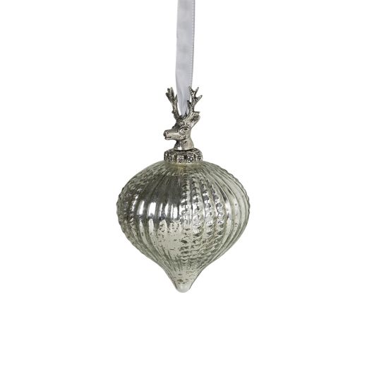 boule de décoration bois argent 12cm