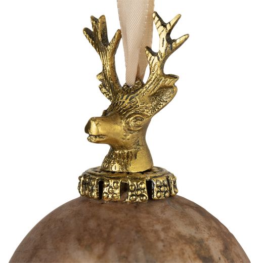 boule de décoration cerf brun antique 10cm