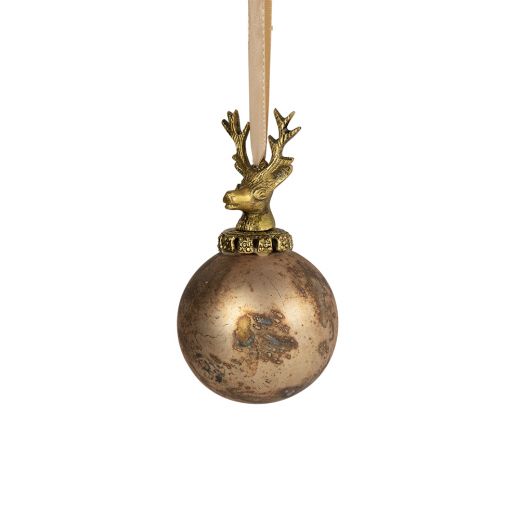 boule de décoration cerf brun antique 8cm