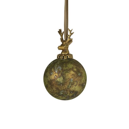 boule de décoration cerf vert antique 10cm