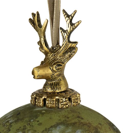 boule de décoration cerf vert antique 12cm