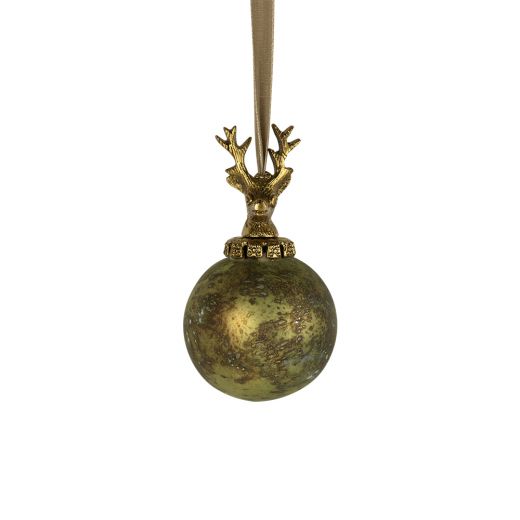 boule de décoration cerf vert antique 8cm