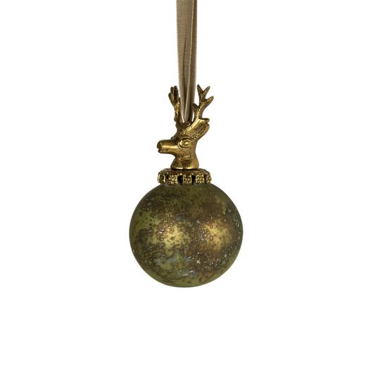 boule de décoration cerf vert antique 8cm