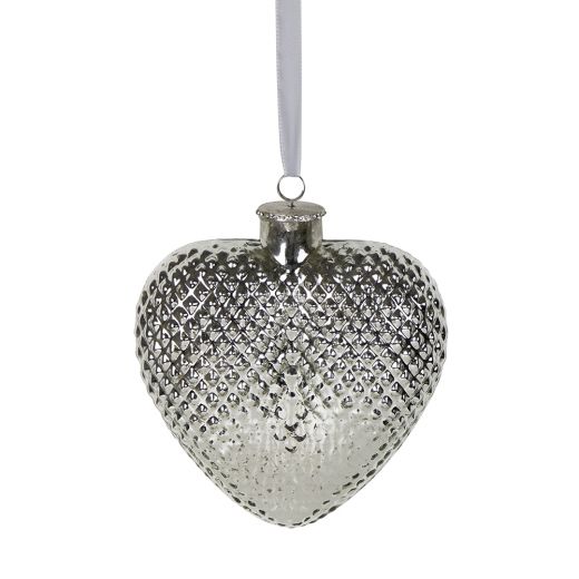 decoratie hart zilver 17cm