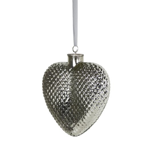 décoration cœur argent 17cm