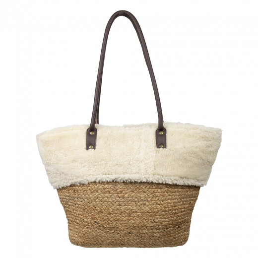 mouton blanc sac bandoulière jute 50cm (ovis aries)