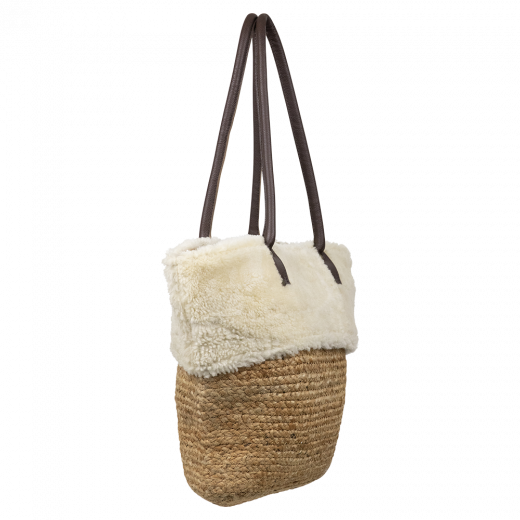 mouton blanc sac bandoulière jute 50cm (ovis aries)