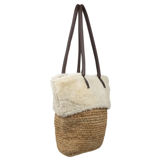 schaap wit jute schoudertas 50cm