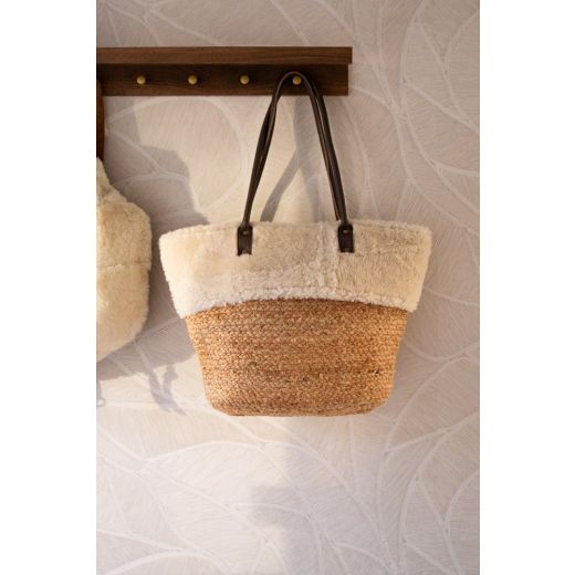 schaap wit jute schoudertas 50cm