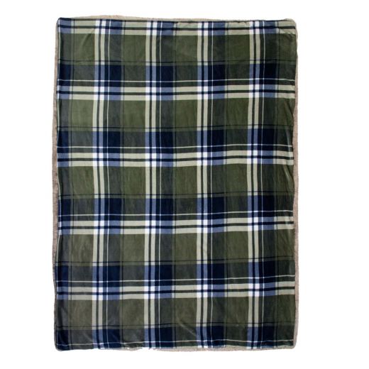 Plaid ruit faux fur groen 130x170cm