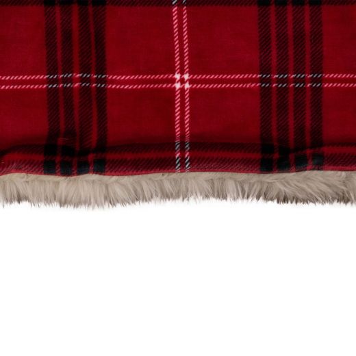 Plaid ruit faux fur rood 130x170cm