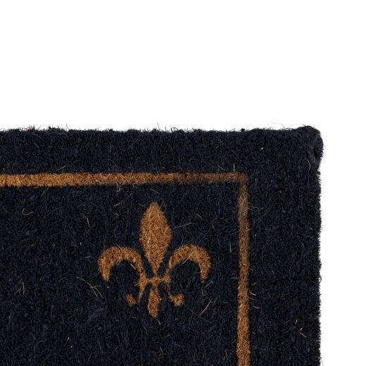 coir doormat handmade fleur de lis dark blue 75cm