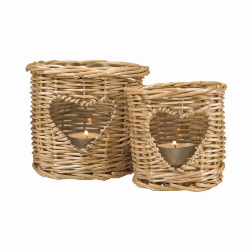 rattan lantern heart 12cm