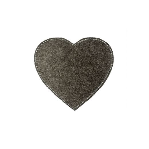 coaster cow hide heart grey 14cm (bos taurus taurus)