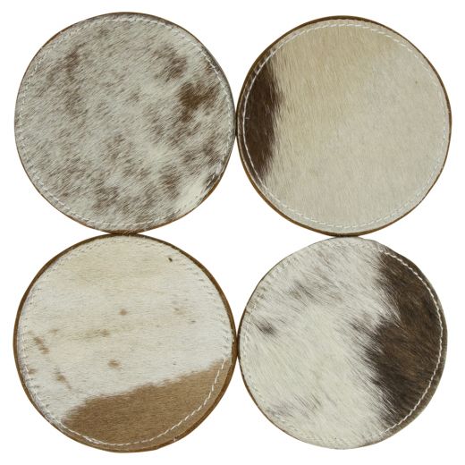 coaster cow round brown/white 10cm (set of 4) (bos taurus taurus)