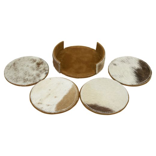 coaster cow round brown/white 10cm (set of 4) (bos taurus taurus)