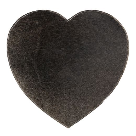 placemat cow hide heart grey 39cm (bos taurus taurus)