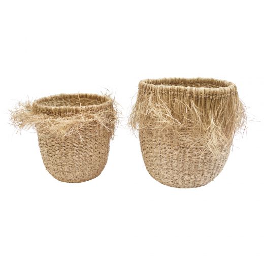 jonc de mer pot de fleurs effilochage (set of 2)*