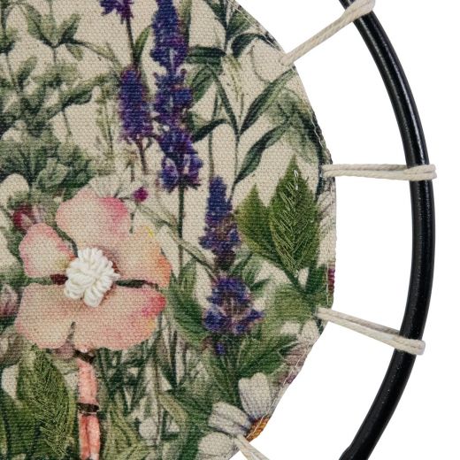 Frame Embroidered purple larkspur dia 36cm