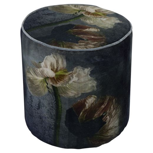 poef fluweel romantische bloem op steel 40x40x45cm*