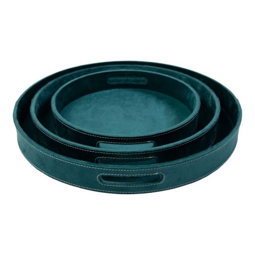 Serving Trays round petrol blue dia 30, 38, 45 cm (set of 3) 