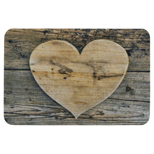 doormat heart wood 75x50cm