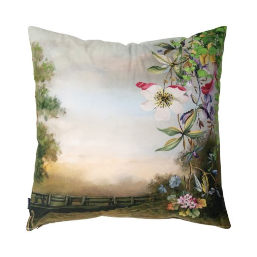 coussin fait main fleury oiseau vert 45x45cm