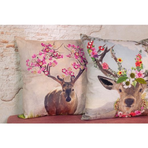 coussin fait main fleury fleur de cerf 45x45cm