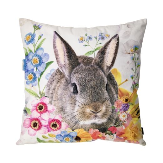 coussin fait main fleury lapin fleurs 45x45cm