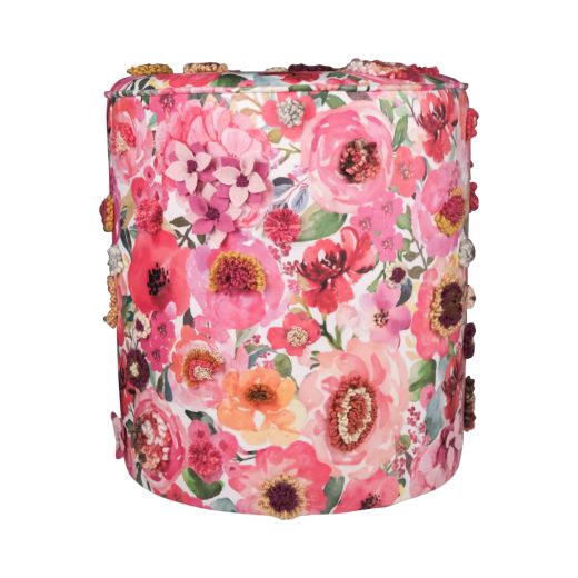 handmade pouf fleury poppy 40x40x45cm