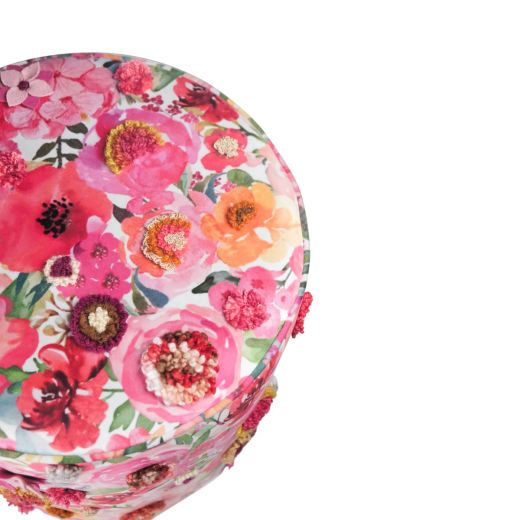 handmade pouf fleury poppy 40x40x45cm