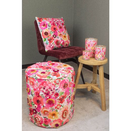 handmade pouf fleury poppy 40x40x45cm