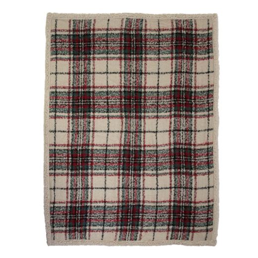 Plaid ruit boucle groen 130x170cm