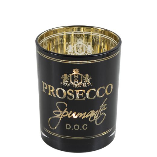 windlicht glas wein prosecco schwarz medium 12cm