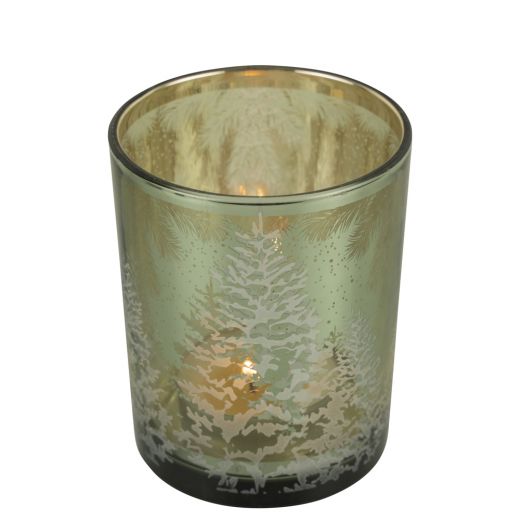 windlicht glas tannenbaum grun medium 12cm