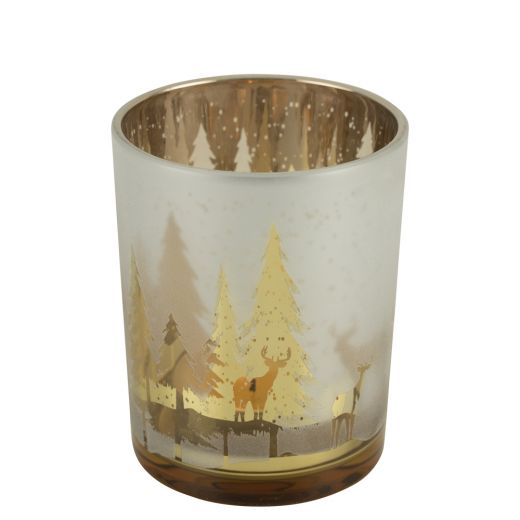 wind light glass deer tree gold medium 12cm