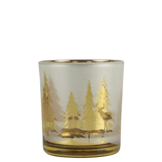 wind light glass deer tree gold small 8cm