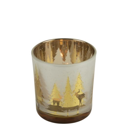 wind light glass deer tree gold small 8cm