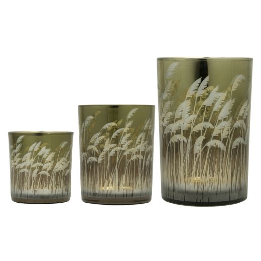 wind light glass palm grass gold large 18cm