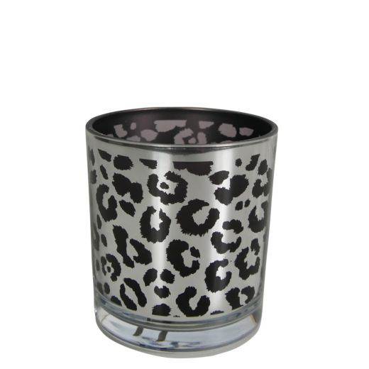 windlicht zilver leopard small 8cm*