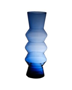 Zigzag souffle a la bouche recycle Vase bleu h36 d13 