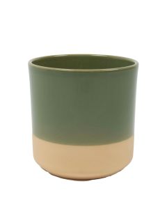 Cylinder Planter Ceramic Dip-Dye Green h10 d10