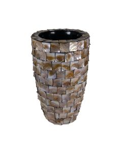 Taupe Pearl Structure Cache-Pot h70 d35 