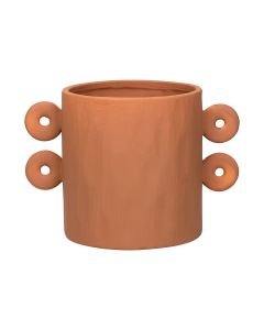 Round Handles Planter Ceramic brown h15,5 d22 