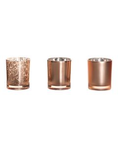 Tealight Metallic Rose Gold h8 d22x7,5 (set of 3)