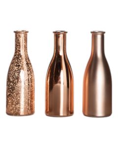 Bottle Vase Metallic Rose Gold h18,5 d20x6,6 (set of 3)