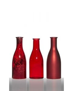 Metallic Vase bouteille rouge h18,5 d20x6,6 (set of 3)