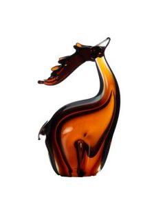 Figurine en verre cerf marron h18 d12x7cm